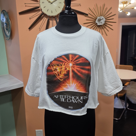 After Hours Til Dawn 2022 The Weeknd White Graphic Tee XXL XO Cropped T-shirt - Picture 1 of 9